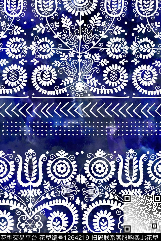 靛蓝部落风民族风传统印花华亿平台下载（图片编号: 1264219） - 瓦栏（Walan）