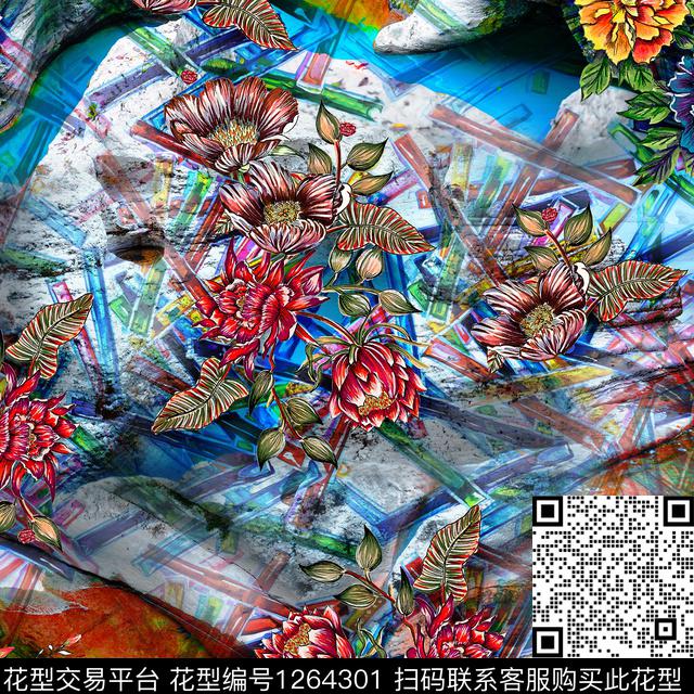 花卉民族花卉大花数码印花华亿平台下载（图片编号: 1264301） - 瓦栏（Walan）