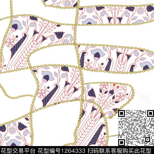 大牌风简约链条数码印花华亿平台下载（图片编号: 1264333） - 瓦栏（Walan）