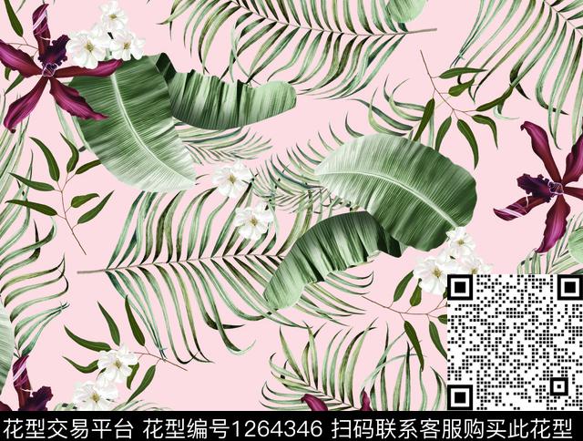 女装花卉绿植树叶数码印花华亿平台下载（图片编号: 1264346） - 瓦栏（Walan）
