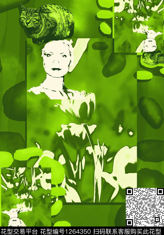 炫彩手绘混合拼接数码印花华亿平台下载（图片编号: 1264350） - 瓦栏（Walan）