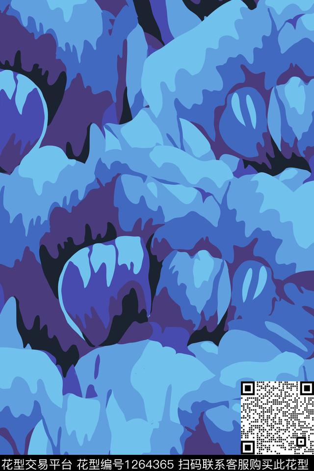 绿植树叶大花女装传统印花华亿平台下载（图片编号: 1264365） - 瓦栏（Walan）