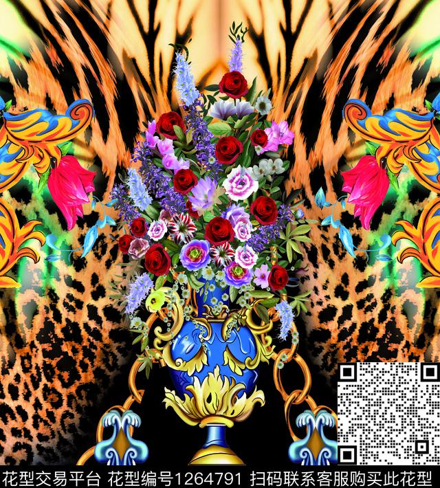 树林蔷薇花渐变数码印花华亿平台下载（图片编号: 1264791） - 瓦栏（Walan）