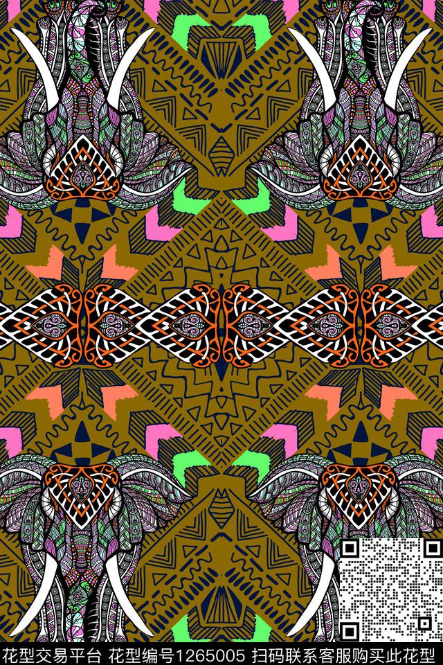 几何民族风条纹传统印花华亿平台下载（图片编号: 1265005） - 瓦栏（Walan）