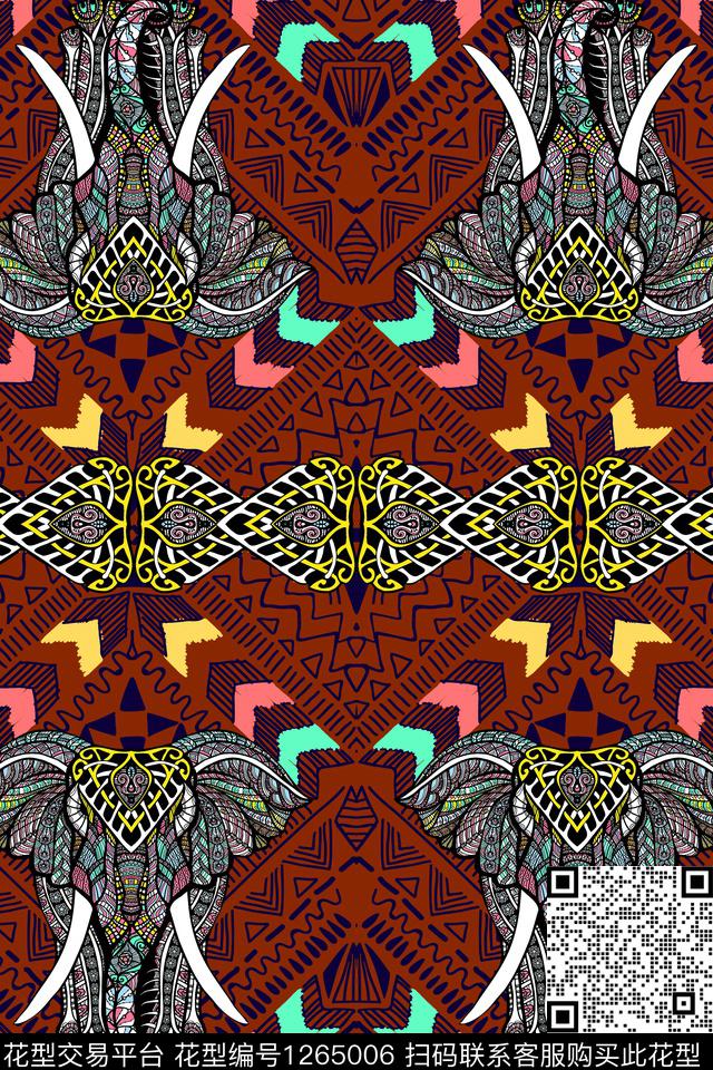 几何民族风条纹传统印花华亿平台下载（图片编号: 1265006） - 瓦栏（Walan）