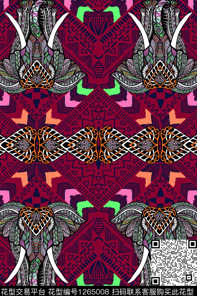 几何民族风条纹传统印花华亿平台下载（图片编号: 1265008） - 瓦栏（Walan）