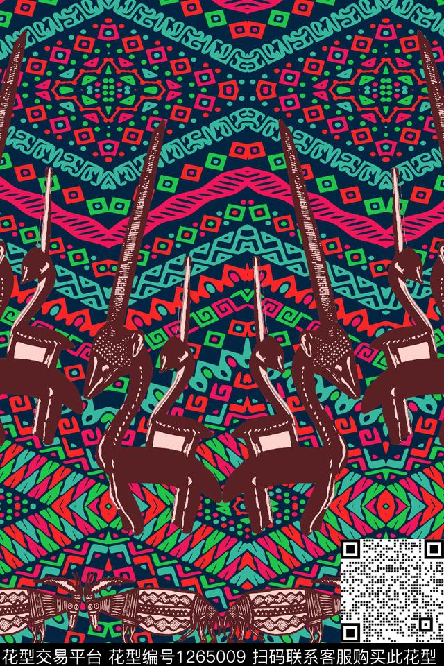 几何民族风条纹传统印花华亿平台下载（图片编号: 1265009） - 瓦栏（Walan）