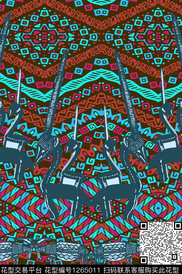 几何民族风条纹传统印花华亿平台下载（图片编号: 1265011） - 瓦栏（Walan）