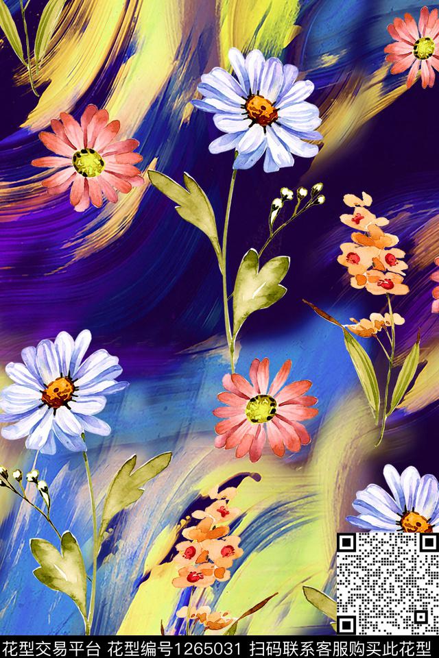 花卉抽象花瓣数码印花华亿平台下载（图片编号: 1265031） - 瓦栏（Walan）