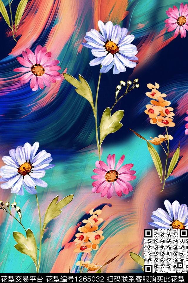 花卉抽象花瓣数码印花华亿平台下载（图片编号: 1265032） - 瓦栏（Walan）