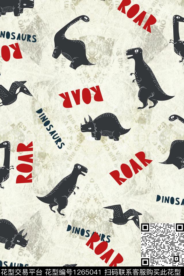 时尚恐龙可爱小清新传统印花华亿平台下载（图片编号: 1265041） - 瓦栏（Walan）