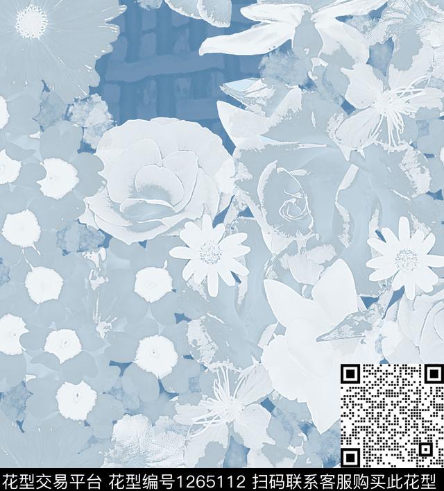 炫彩混合拼接花卉数码印花华亿平台下载（图片编号: 1265112） - 瓦栏（Walan）