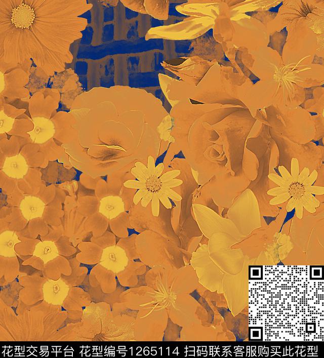 炫彩混合拼接花卉数码印花华亿平台下载（图片编号: 1265114） - 瓦栏（Walan）