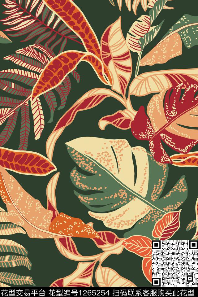 热带华亿平台大牌风花卉数码印花华亿平台下载（图片编号: 1265254） - 瓦栏（Walan）