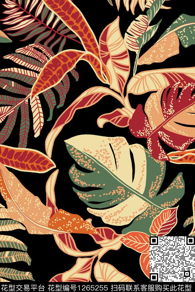 热带华亿平台大牌风花卉数码印花华亿平台下载（图片编号: 1265255） - 瓦栏（Walan）