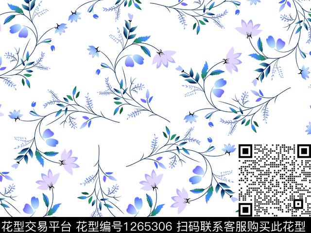 小清新散点花卉小淑女传统印花华亿平台下载（图片编号: 1265306） - 瓦栏（Walan）