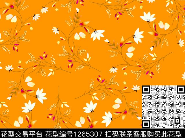 小清新散点花卉小淑女数码印花华亿平台下载（图片编号: 1265307） - 瓦栏（Walan）