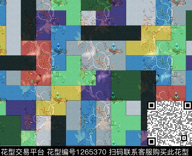 几何肌理民族风数码印花华亿平台下载（图片编号: 1265370） - 瓦栏（Walan）