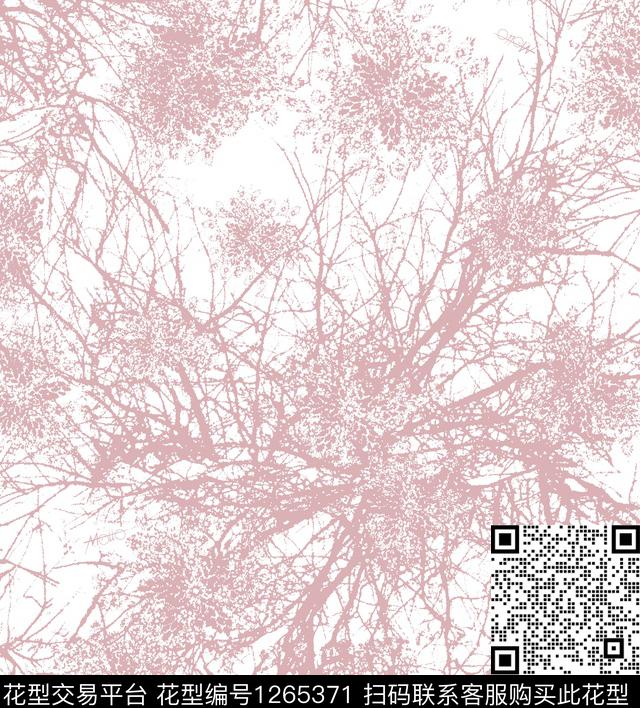 清爽底花卉春夏华亿平台树枝传统印花华亿平台下载（图片编号: 1265371） - 瓦栏（Walan）