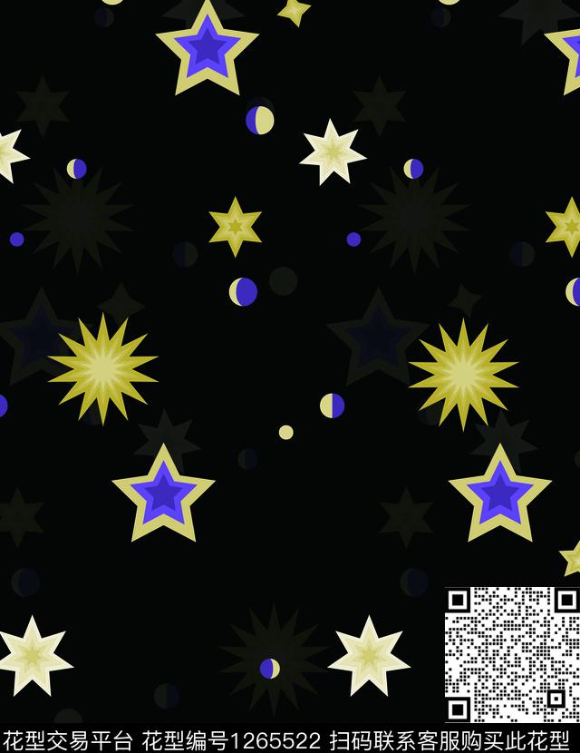 星空宇宙波点数码印花华亿平台下载（图片编号: 1265522） - 瓦栏（Walan）