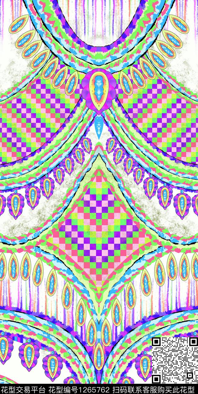 几何定位格子陈旧数码印花华亿平台下载（图片编号: 1265762） - 瓦栏（Walan）