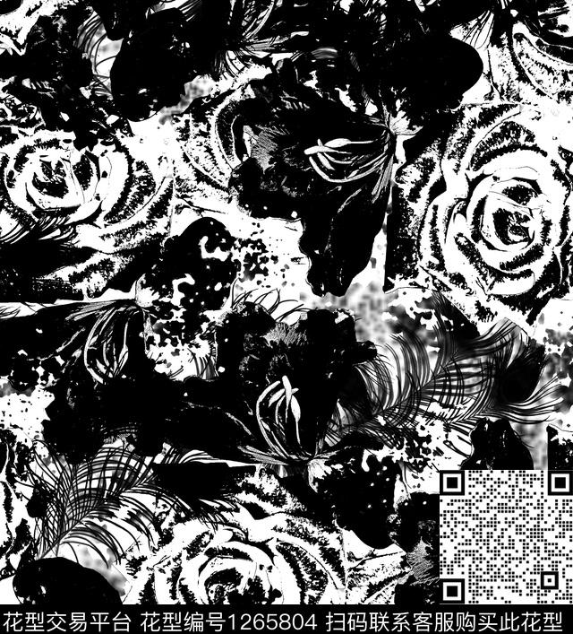 炫彩花卉抽象数码印花华亿平台下载（图片编号: 1265804） - 瓦栏（Walan）