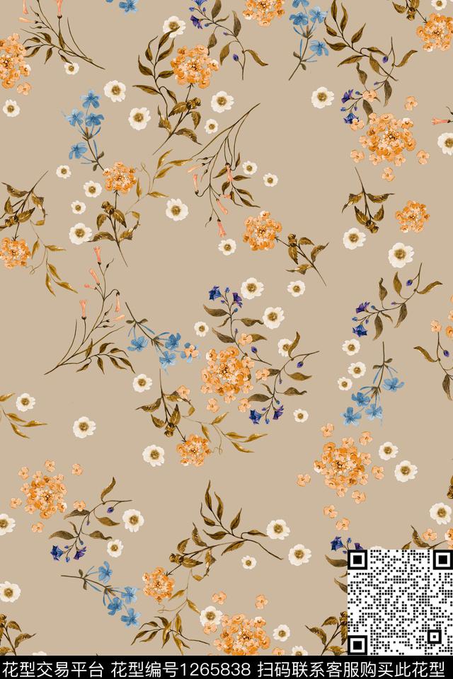 花卉大牌风民族风数码印花华亿平台下载（图片编号: 1265838） - 瓦栏（Walan）