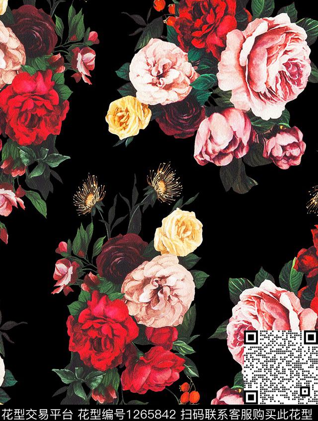 花卉大牌风潮牌数码印花华亿平台下载（图片编号: 1265842） - 瓦栏（Walan）