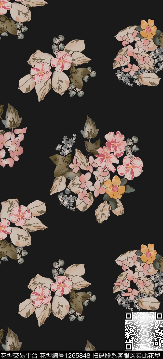 花卉大牌风潮牌数码印花华亿平台下载（图片编号: 1265848） - 瓦栏（Walan）