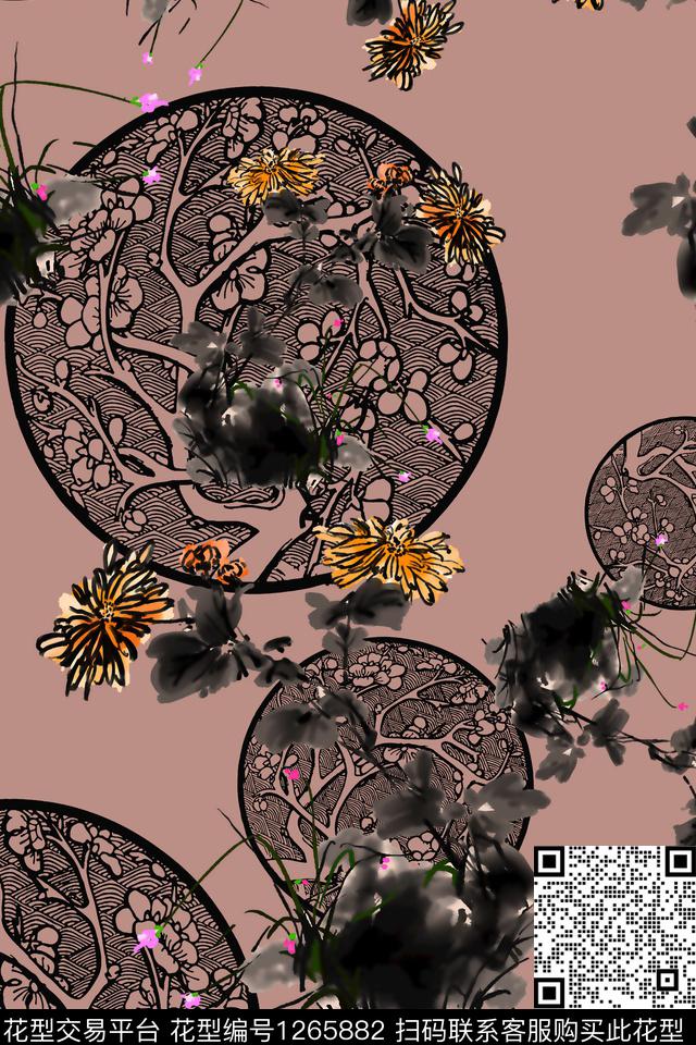 大牌风中国风民族风传统印花华亿平台下载（图片编号: 1265882） - 瓦栏（Walan）