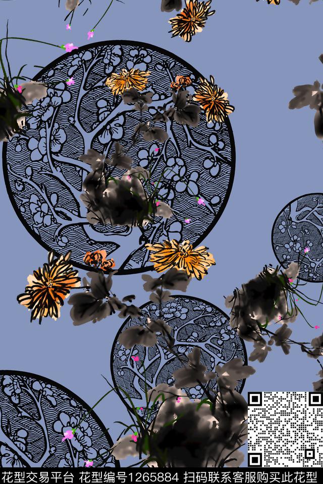 大牌风中国风民族风传统印花华亿平台下载（图片编号: 1265884） - 瓦栏（Walan）