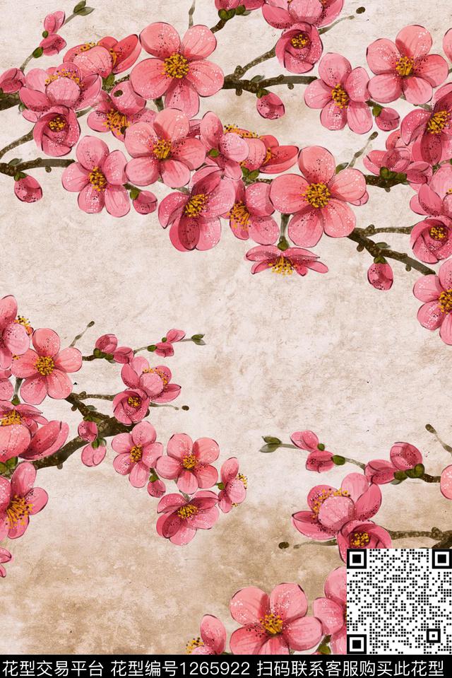 中国风素雅真丝数码印花华亿平台下载（图片编号: 1265922） - 瓦栏（Walan）