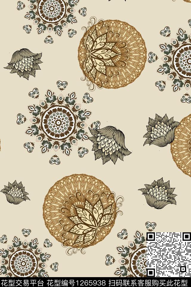 抽象民族风数码华亿平台数码印花华亿平台下载（图片编号: 1265938） - 瓦栏（Walan）