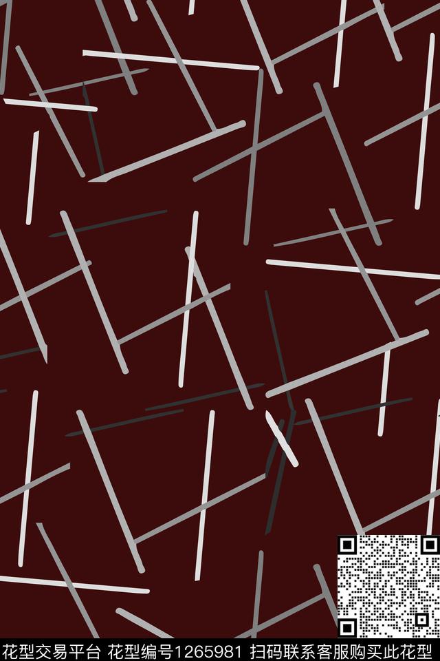 线条抽象简约数码印花华亿平台下载（图片编号: 1265981） - 瓦栏（Walan）