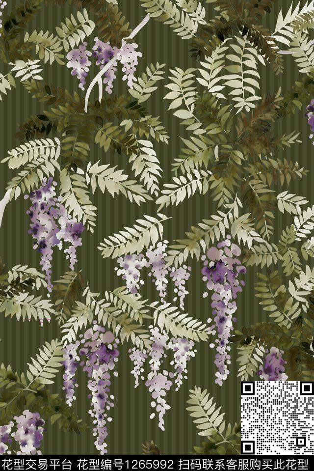 花卉大牌风绿植树叶数码印花华亿平台下载（图片编号: 1265992） - 瓦栏（Walan）