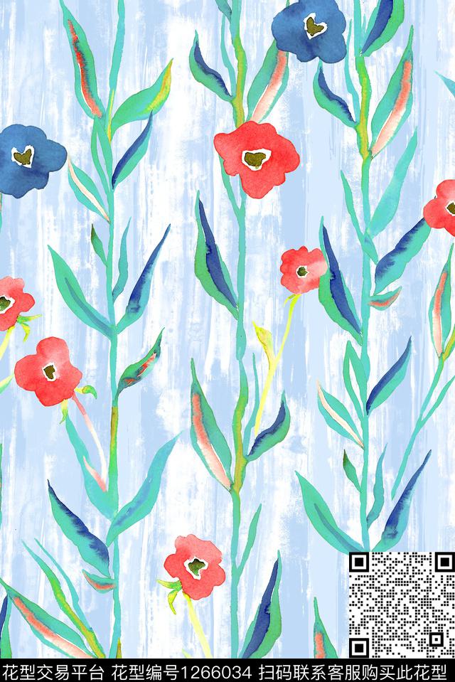 花卉大牌风绿植树叶数码印花华亿平台下载（图片编号: 1266034） - 瓦栏（Walan）