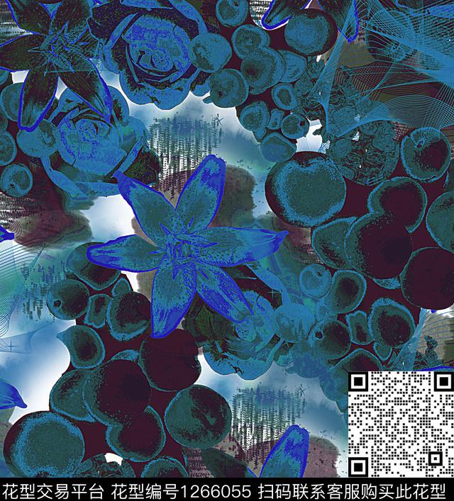 花卉炫彩抽象数码印花华亿平台下载（图片编号: 1266055） - 瓦栏（Walan）