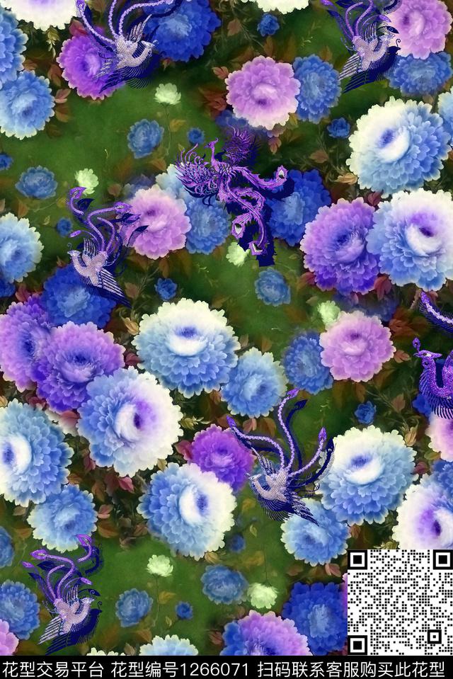 植物旗袍国画数码印花华亿平台下载（图片编号: 1266071） - 瓦栏（Walan）