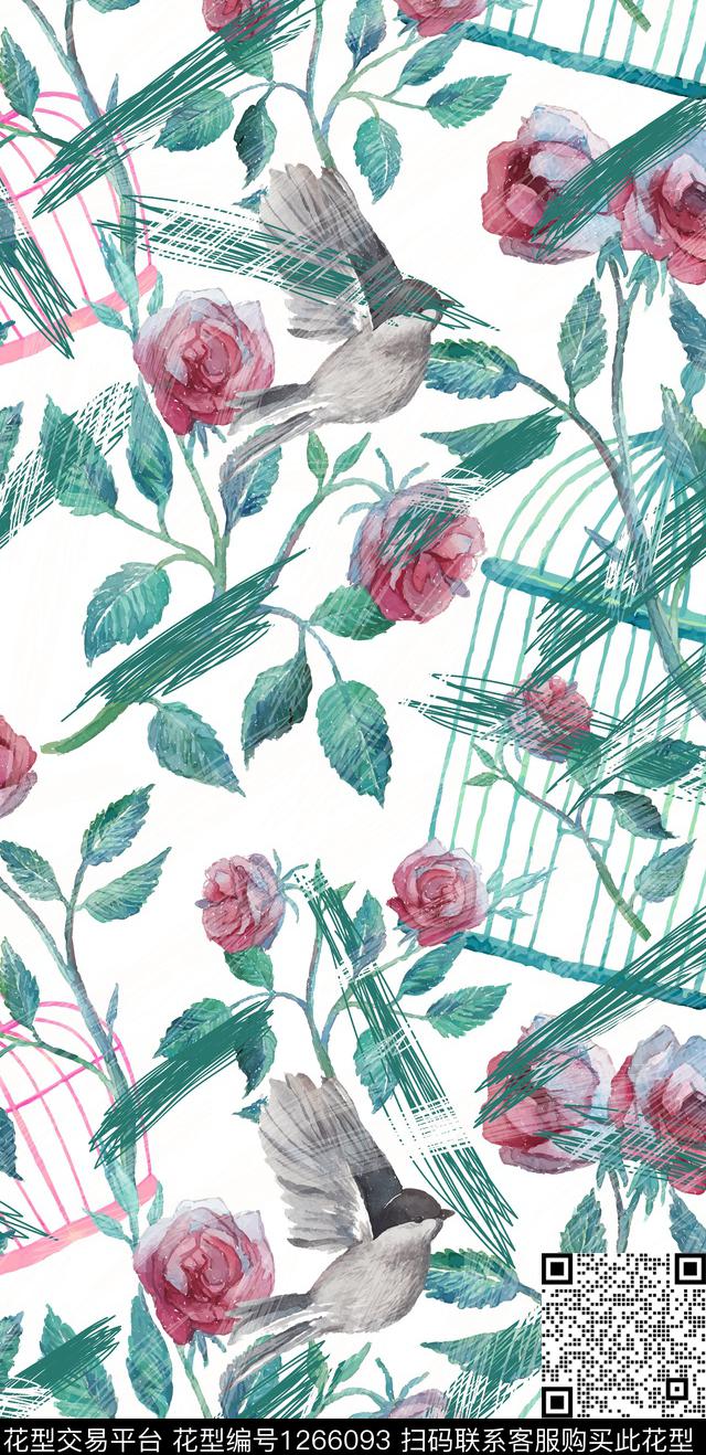 简欧清爽底花卉花卉数码印花华亿平台下载（图片编号: 1266093） - 瓦栏（Walan）