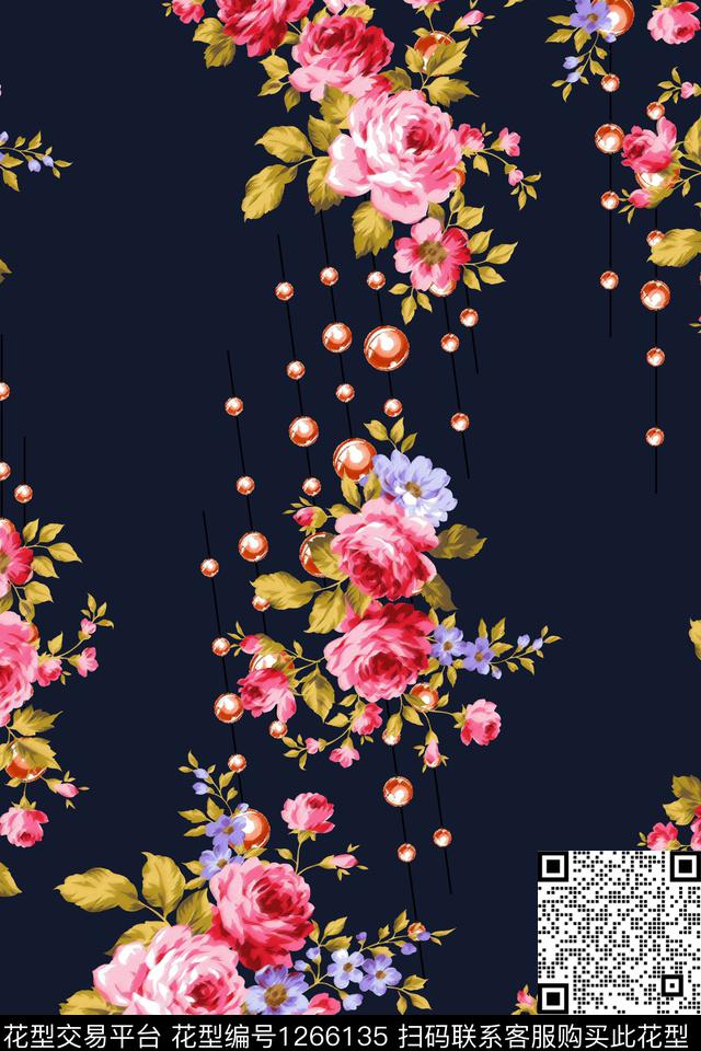 清爽底花卉花卉大牌风传统印花华亿平台下载（图片编号: 1266135） - 瓦栏（Walan）