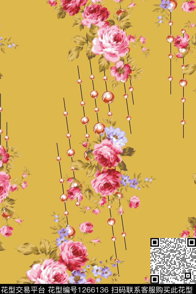 清爽底花卉花卉大牌风传统印花华亿平台下载（图片编号: 1266136） - 瓦栏（Walan）