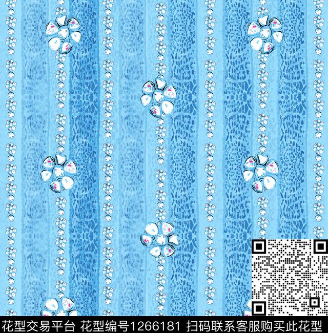 蓝色大牌风雪纺传统印花华亿平台下载（图片编号: 1266181） - 瓦栏（Walan）