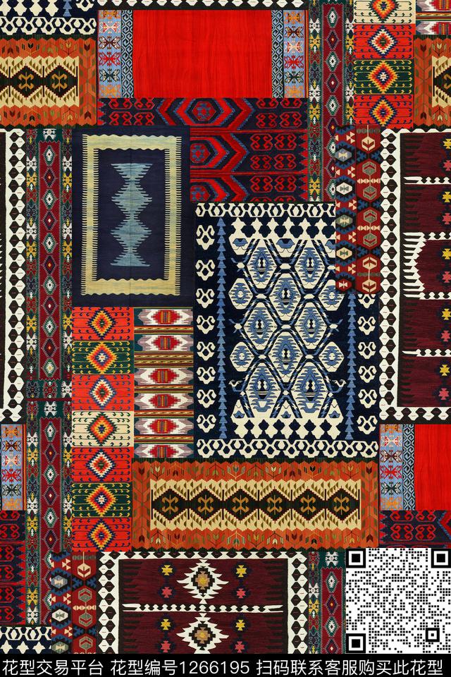大牌风几何民族风数码印花华亿平台下载（图片编号: 1266195） - 瓦栏（Walan）