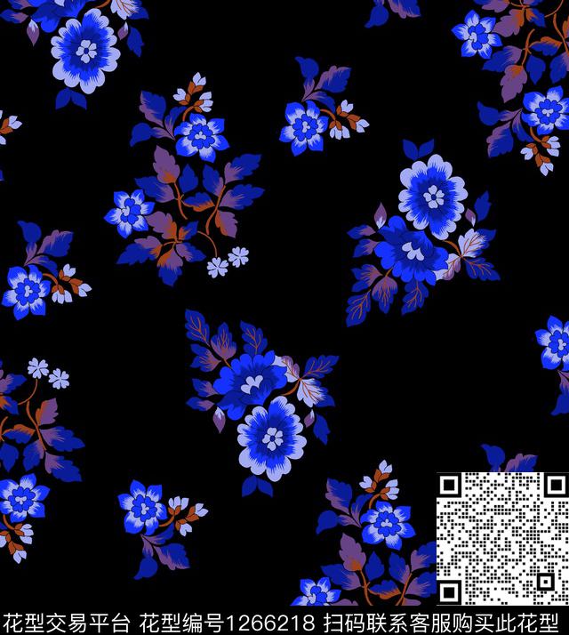 花卉植物鲜花传统印花华亿平台下载（图片编号: 1266218） - 瓦栏（Walan）