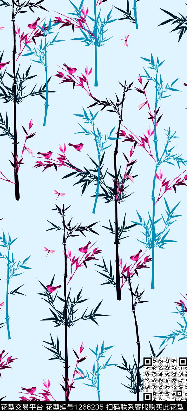 清爽底花卉田园树林传统印花华亿平台下载（图片编号: 1266235） - 瓦栏（Walan）