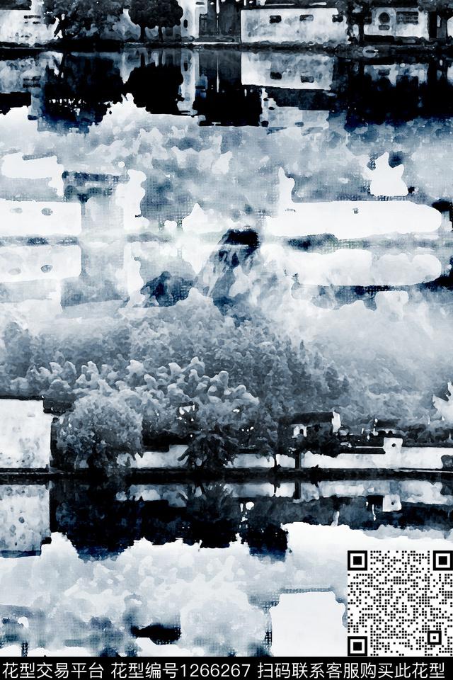 男装建筑抽象数码印花华亿平台下载（图片编号: 1266267） - 瓦栏（Walan）