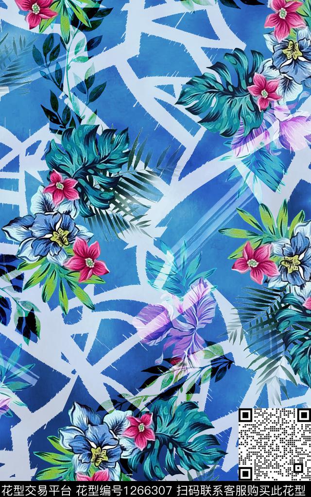 花卉大牌风签1数码印花华亿平台下载（图片编号: 1266307） - 瓦栏（Walan）