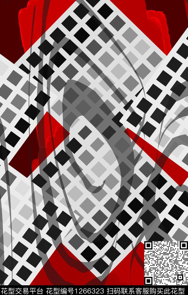 几何混合拼接炫彩数码印花华亿平台下载（图片编号: 1266323） - 瓦栏（Walan）