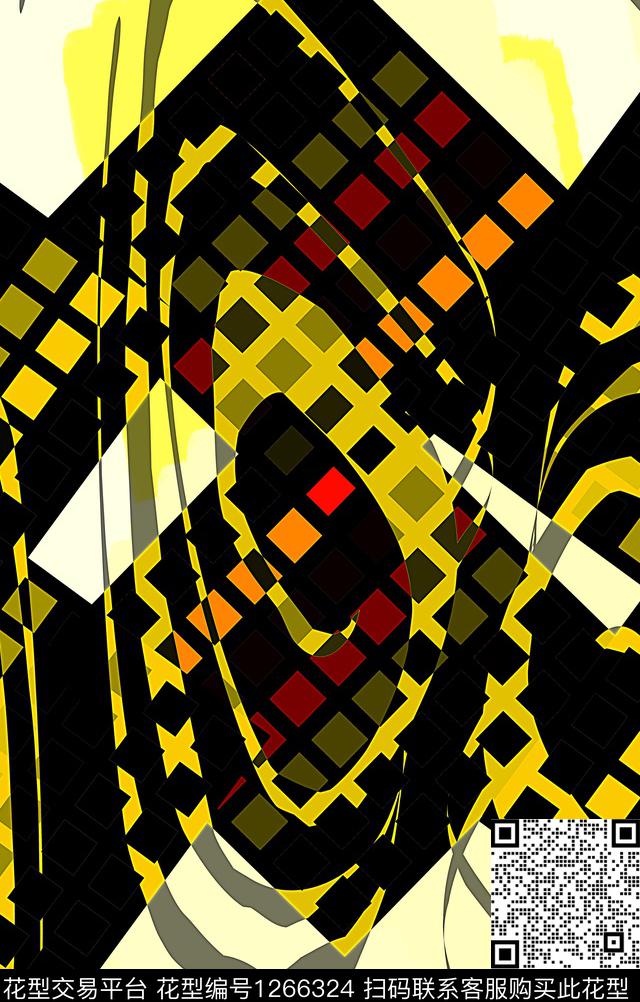 几何混合拼接炫彩数码印花华亿平台下载（图片编号: 1266324） - 瓦栏（Walan）