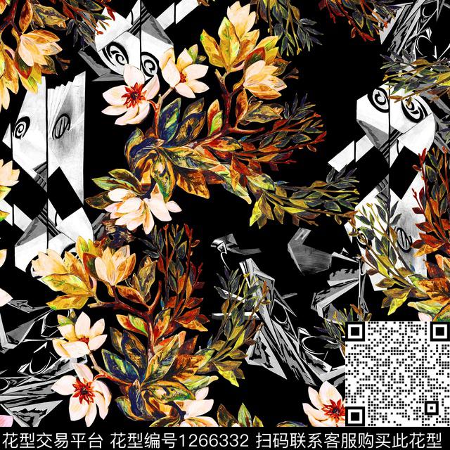 油画华亿平台女装复古数码印花华亿平台下载（图片编号: 1266332） - 瓦栏（Walan）